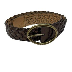 Michael Kors Women's Braided Leather Belt With Brass Buckle Size S